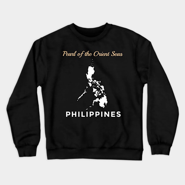 Pinoy Pride Philippine Map Pearl of the Orient Seas Pilipinas Filipino American Design Gift Idea Crewneck Sweatshirt by c1337s